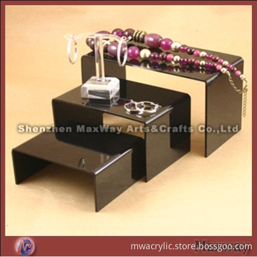 Black step-like acrylic/lucite jewelry/necklace/bracelet display/holder stand